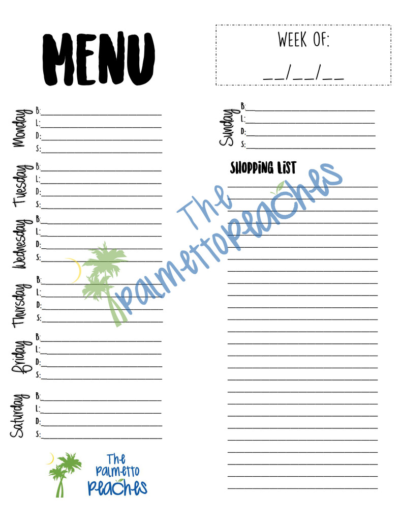 Menu Planner (November Printable)- The Palmetto Peaches - palmsinatl.com