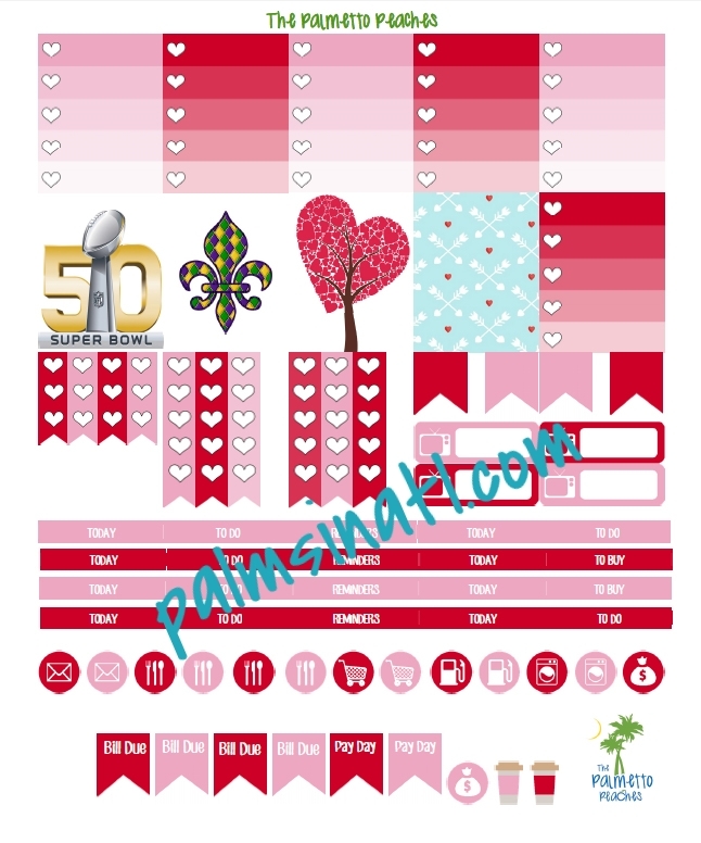 Planner Love - Free February Planner Printable - Erin Condren - from The Palmetto Peaches -palmsinatl.com